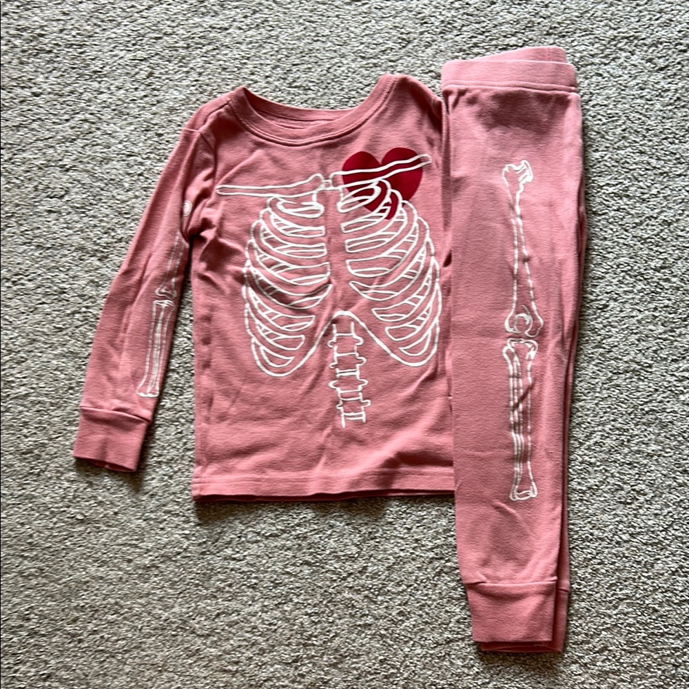 Old Navy Pink Skeleton Kids Pajama Set